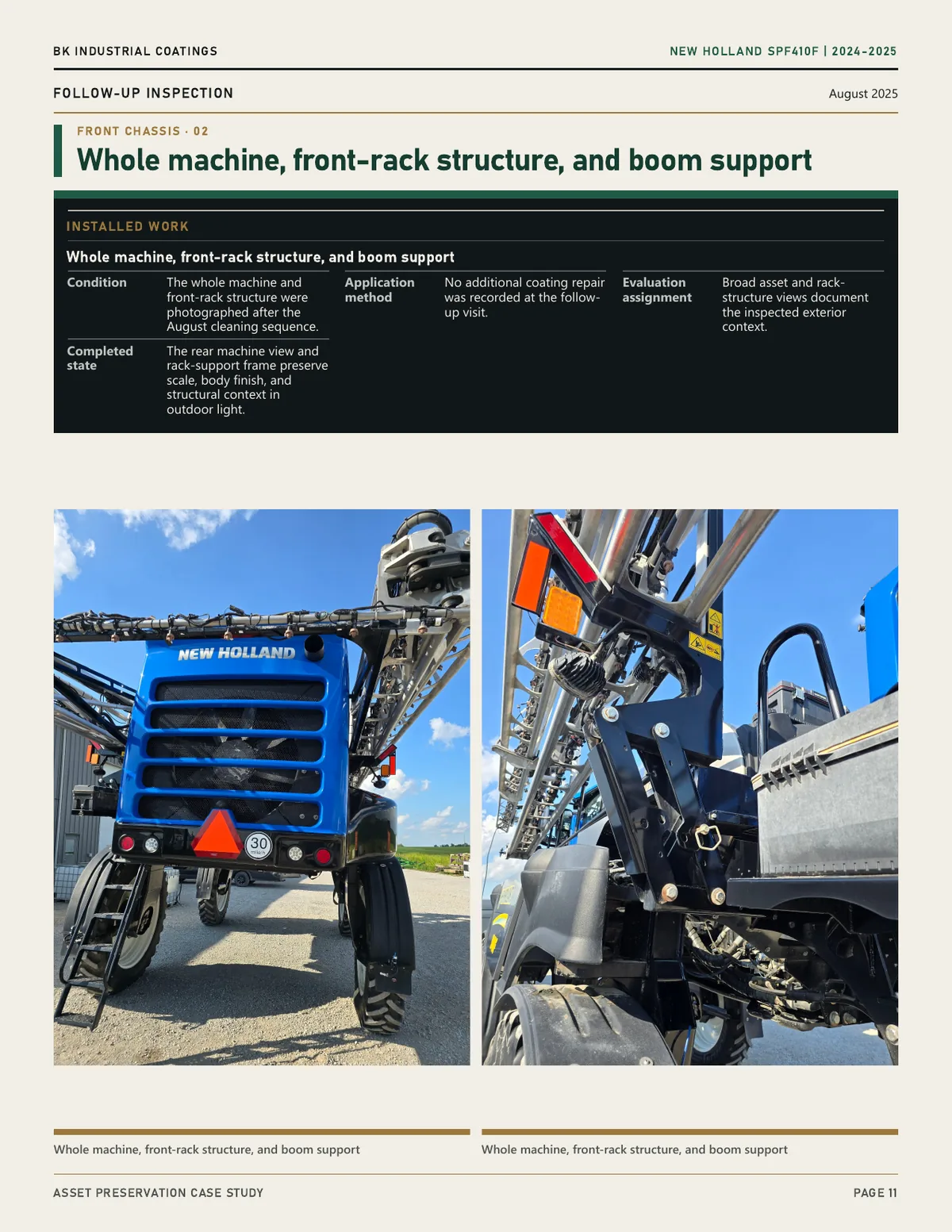 Page 11 of the New Holland SPF410F Lifecycle Preservation case study